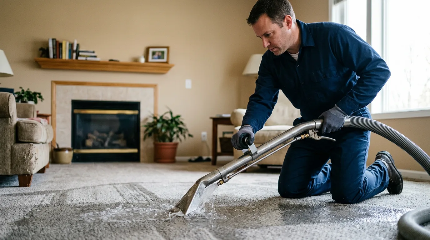 Water damage restoration technician working near Kansas City, KS